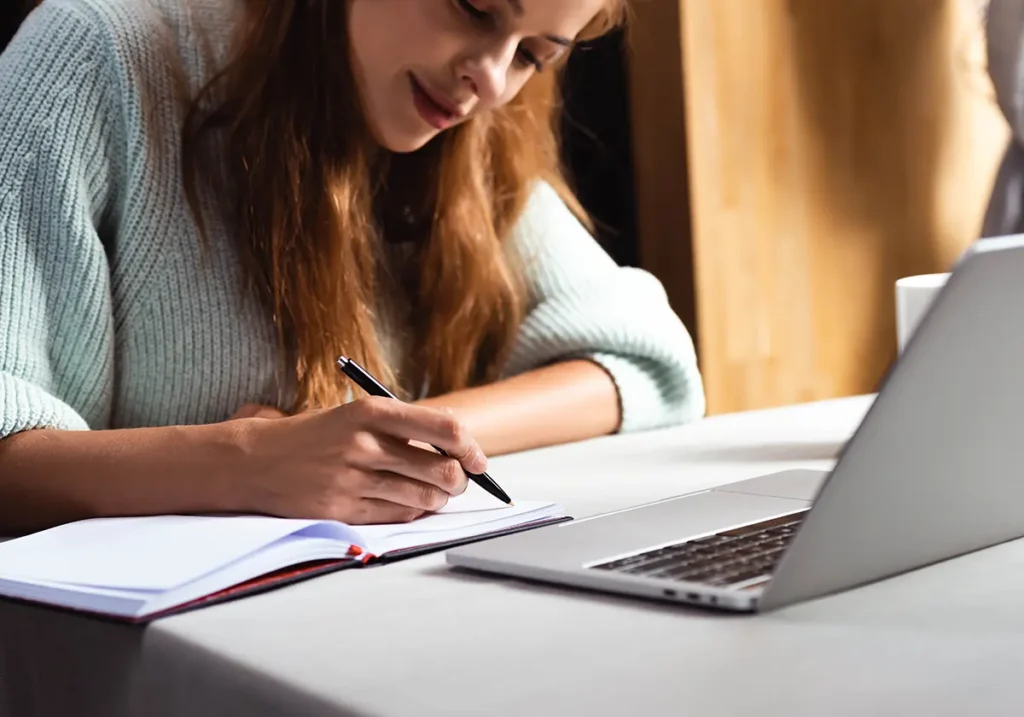 woman doing homework