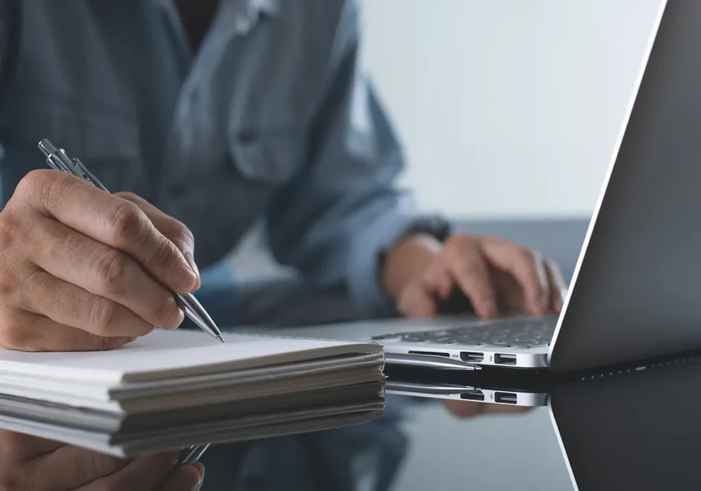 writing near a computer